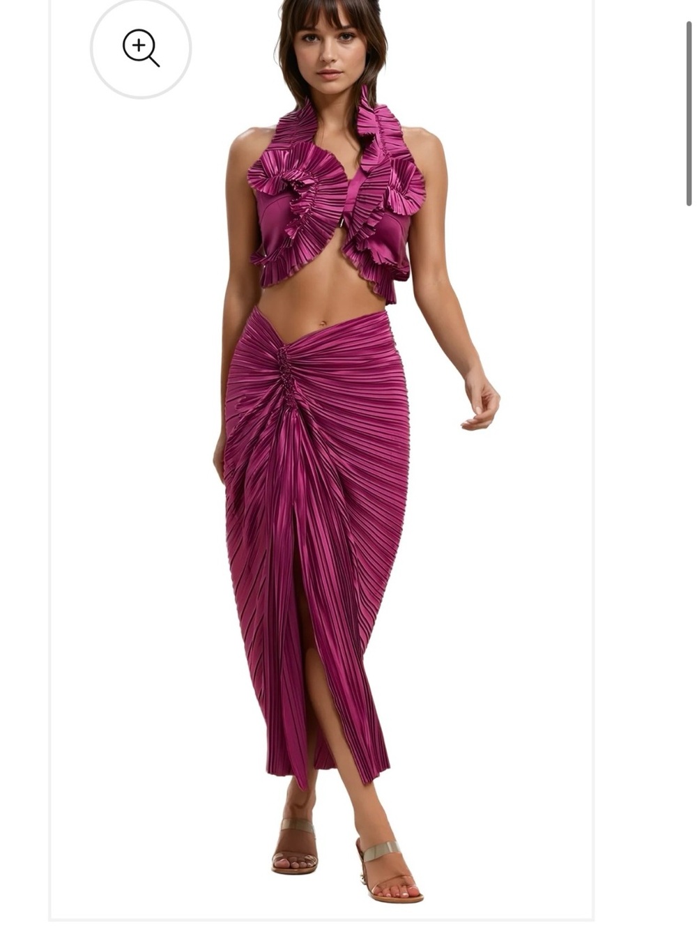 Hope's Magenta Pleated Midi Skirt